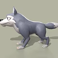 3D Cartoon Wolf Character With Gray White Fur And Anthropomorphic Expression 3d model