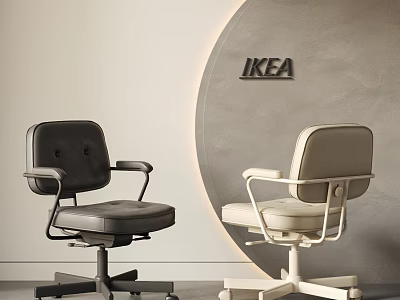 Modern Office Chairs Black and Beige IKEA with Armrests and Wheels 3d model