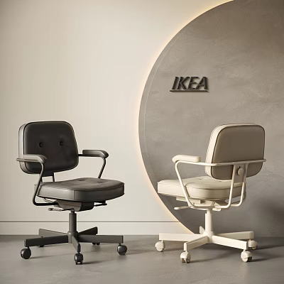 Modern Office Chairs Black and Beige IKEA with Armrests and Wheels 3d model