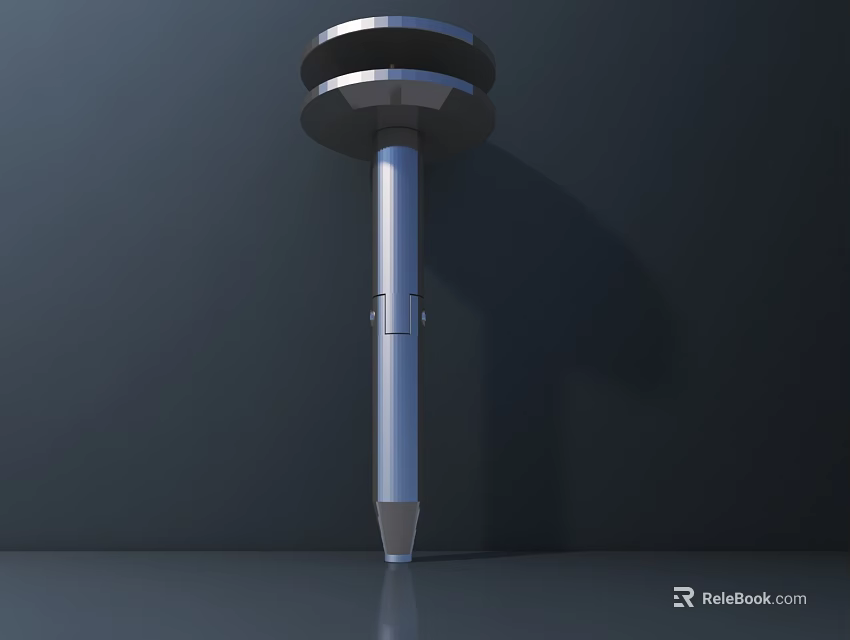 Stainless Steel Metallic Tool With Double Disc Top Slender Shaft And Pointed Base 3d model 