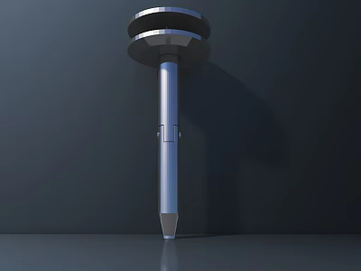 Stainless Steel Metallic Tool With Double Disc Top Slender Shaft And Pointed Base 3d model
