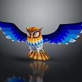Origami Style Game And Movie Character Owl With Blue Wings Orange Body And Reflection