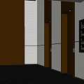 Modern Elevator Hallway Interior Design With Decor Plants And Signage 3d model