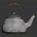Shiny Stylish Household Teapot With Silver Metal Texture And Wooden Handle