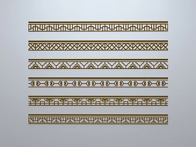 Chinese-style window grilles line silhouette pane window sill border engraved window edge strip construction 3d model