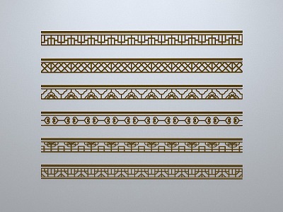 Chinese-style window grilles line silhouette pane window sill border engraved window edge strip construction 3d model