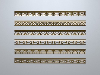 Chinese-style window grilles line silhouette pane window sill border engraved window edge strip construction 3d model