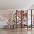 New Chinese Style Screen Landscape Painting Partition Screen 3d model