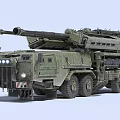 Military Green Self Propelled Artillery Weapon with Large Caliber Cannon and Multi Wheeled Chassis Design
