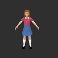 Game Movie Character Girl Wearing Pink Top Blue Skirt White Socks Black Shoes Pink Bow