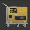 Industrial Equipment Set Featuring Metal Carts Storage Tank And Yellow Generator