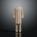 Beige Trench Coat With Matching Pants And Shirt Formal Outfit