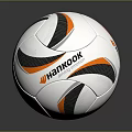 Hankook White Soccer Ball With Black And Orange Stripes As Professional Sport Equipment