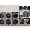 Multiple Modern Design Washing Machine Models Arranged In Row 3d model