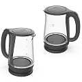 Two Transparent Glass Electric Kettles With Black Handle And Base For Daily Use Electrical Appliances
