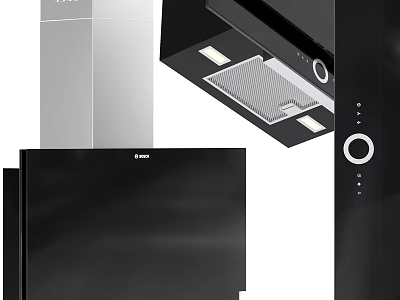 Modern Black Kitchen Range Hood With Built in Lights And Filter System 3d model