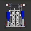 Industrial Water Treatment System With Cylindrical Filters Pipes Valves And Metal Frame
