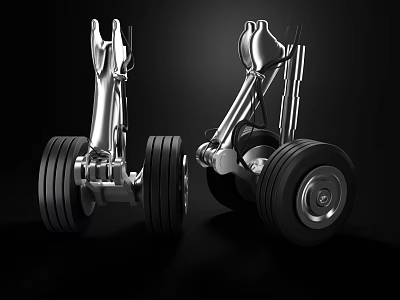 Dual Black Tires with Metal Structure and Detailed Mechanical Components on Black Background 3d model
