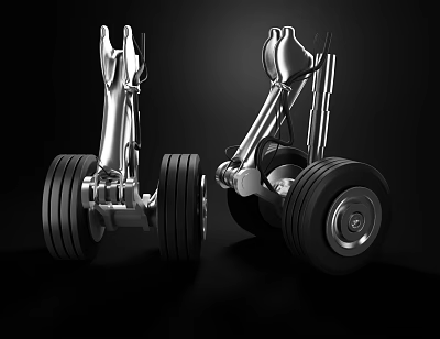 Dual Black Tires with Metal Structure and Detailed Mechanical Components on Black Background 3d model