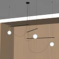 Modern Spherical Pendant Chandelier With Black Metal Bars In Wooden Wall Interior