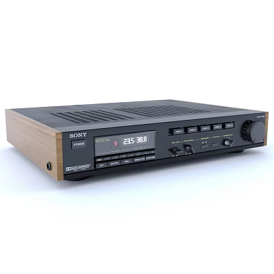 Sony STR DH190 Stereo Receiver With Wooden Panel Black Body Digital Display And Knob Controls 3d model