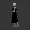 Game Movie Character With White Short Hair In Silver Black Armor Standing On Gray Background
