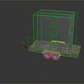 Portable Metal Wire Mesh Cage Trailer with Wooden Base and Two Wheels