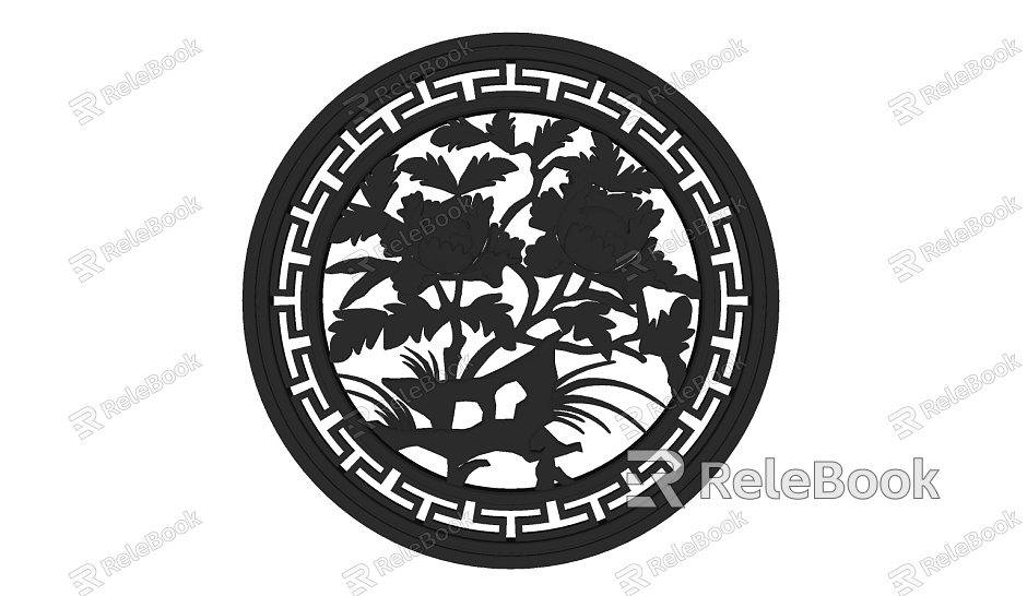 Chinese-style flower-cut window model