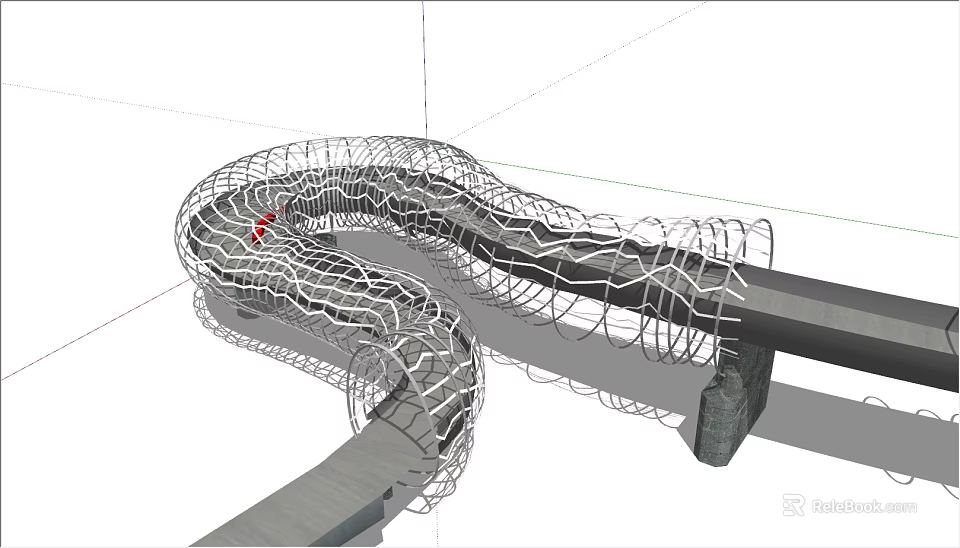 Modern Curved Bridge With Metal Mesh Structure And Conceptual Design 3d model 