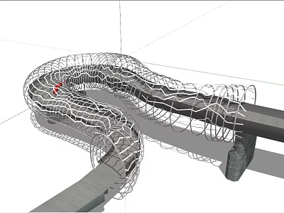 Modern Curved Bridge With Metal Mesh Structure And Conceptual Design 3d model