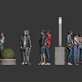People Standing in Seattle Community Pro Outdoor Area with Street Lamps Fire Hydrant and Bushes