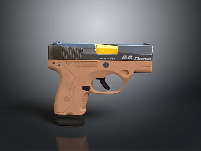 Modern R3 Tactical Pistol With Brown Grip Black Frame And Silver Slide 3d model