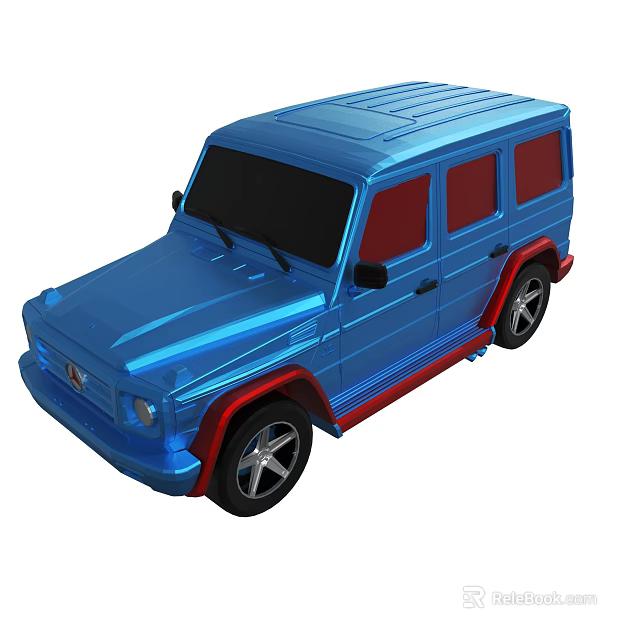 Blue G Class Style Off Road Vehicle With Red Accents And Black Windows 3d model 