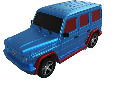 Blue G Class Style Off Road Vehicle With Red Accents And Black Windows 3d model