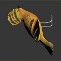 Yellow Flying Animal Decoration With Colorful Stripes And White Loop