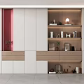 Modern Minimalist Built In Bookcase With Closed Cabinets Open Display Shelves And Warm LED Lighting