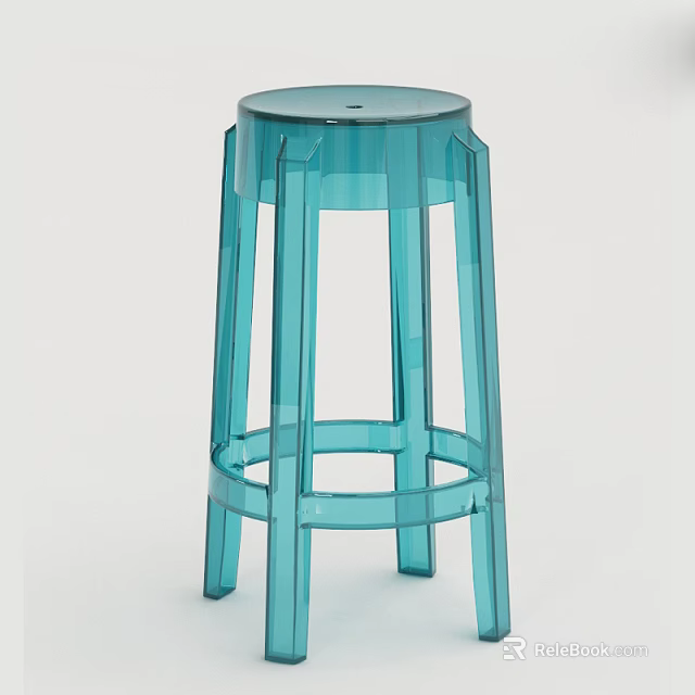Modern Transparent Blue Bar Stool With Sleek Design And Sturdy Leg Structure 3d model 