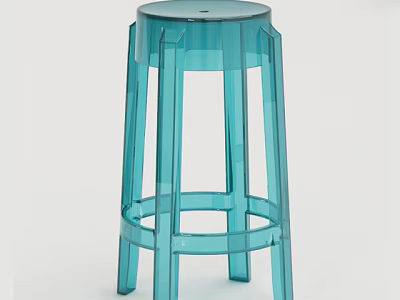 Modern Transparent Blue Bar Stool With Sleek Design And Sturdy Leg Structure 3d model
