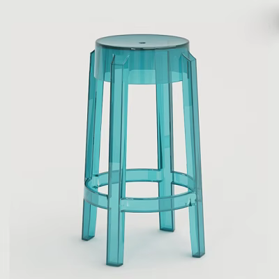 Modern Transparent Blue Bar Stool With Sleek Design And Sturdy Leg Structure 3d model