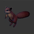 Pink Squirrel Game and Movie Character 3D Model With Big Eyes Fluffy Tail Standing Pose