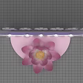 Pink Lotus Shaped Launch Device With Glowing Light Strips And Participants In Ceremony