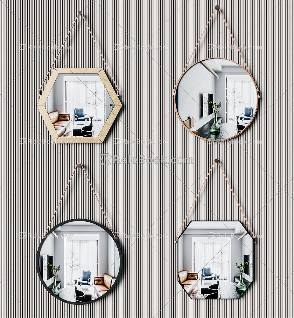 Modern Mirror Mirror Combination 3d model