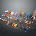 Colorful Animal Figurines Collection Featuring Various Species Arranged On Black Background