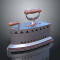 Vintage Electric Iron With Wooden Handle And Classic Metal Body Design