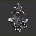 Ostrich Sculpture With Assorted Materials And Artistic Base Structure Design