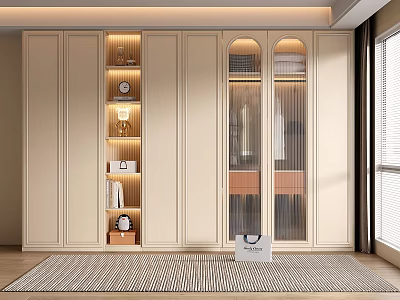 French Cream Style Wardrobe Customized Top Wardrobe Glass Door Wardrobe Open Wardrobe