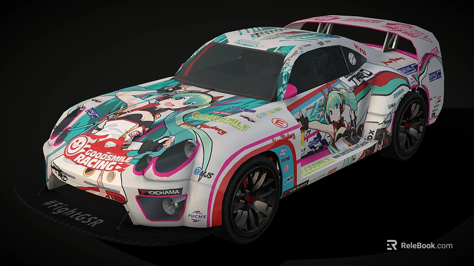 Vibrant Anime Themed Sports Car With Custom Livery And Colorful Graphics 3d model 