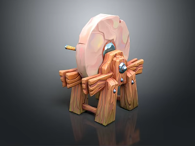 Wooden Spinning Wheel with Large Wheel and Sturdy Wooden Frame for Daily Use 3d model