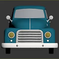 Vintage Blue Classic Truck With Red Rims Shiny Body And Reflection On Dark Surface
