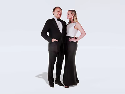 Two People In Formal Suit And Evening Gown Standing Together 3d model